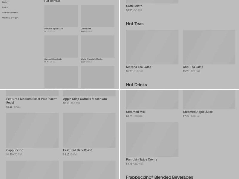 Starbucks Menu