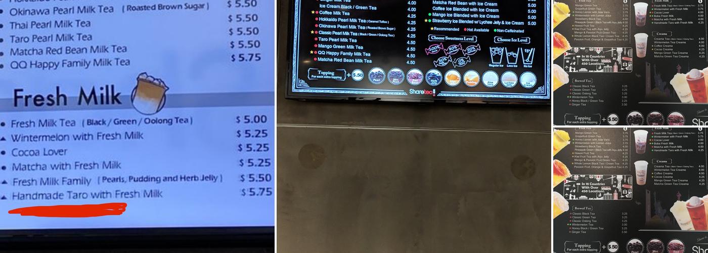 Sharetea Menu