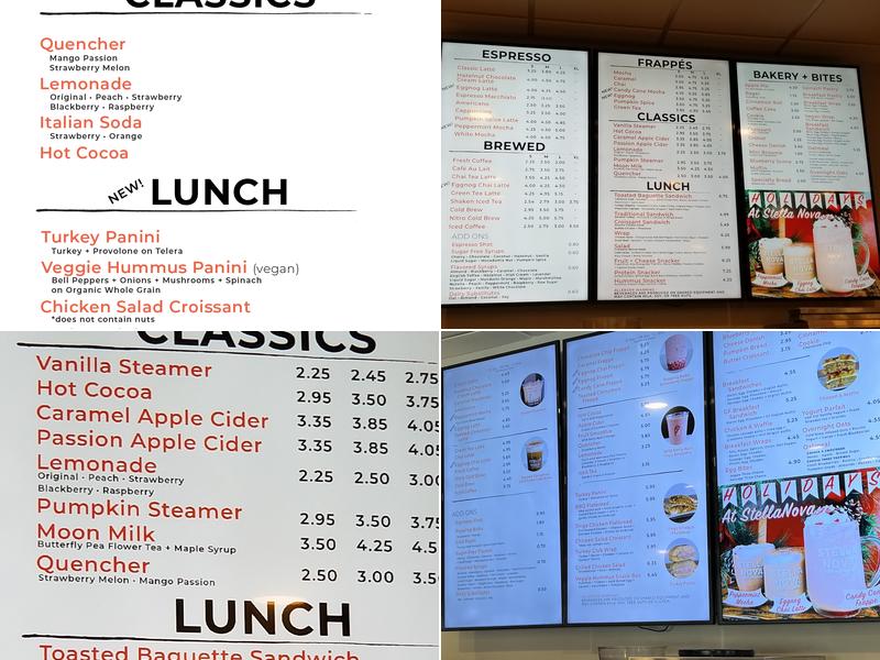 Stella Nova Coffee Menu