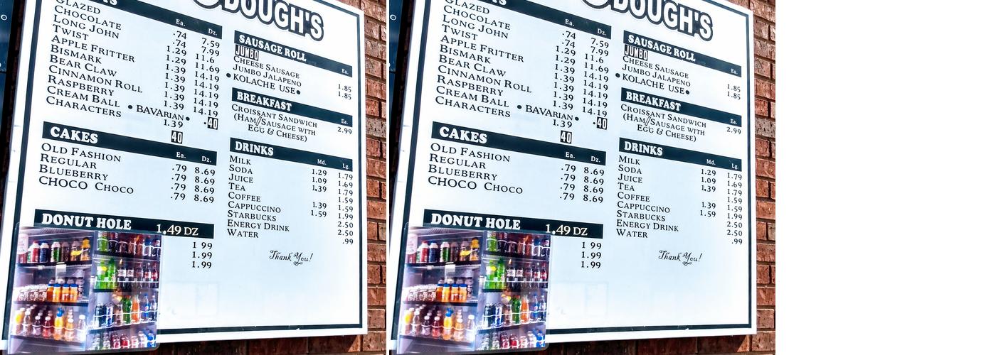 Java Dough Menu