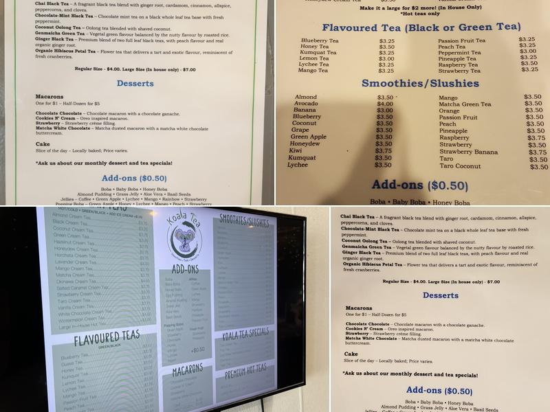 Koala Tea Menu