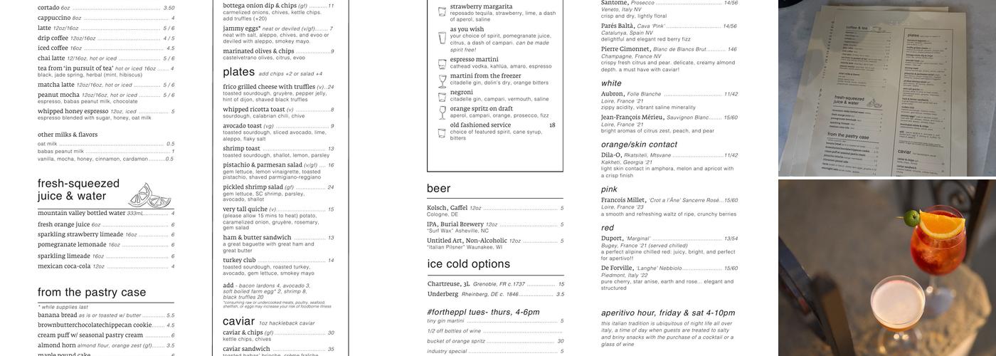 babas on cannon Menu