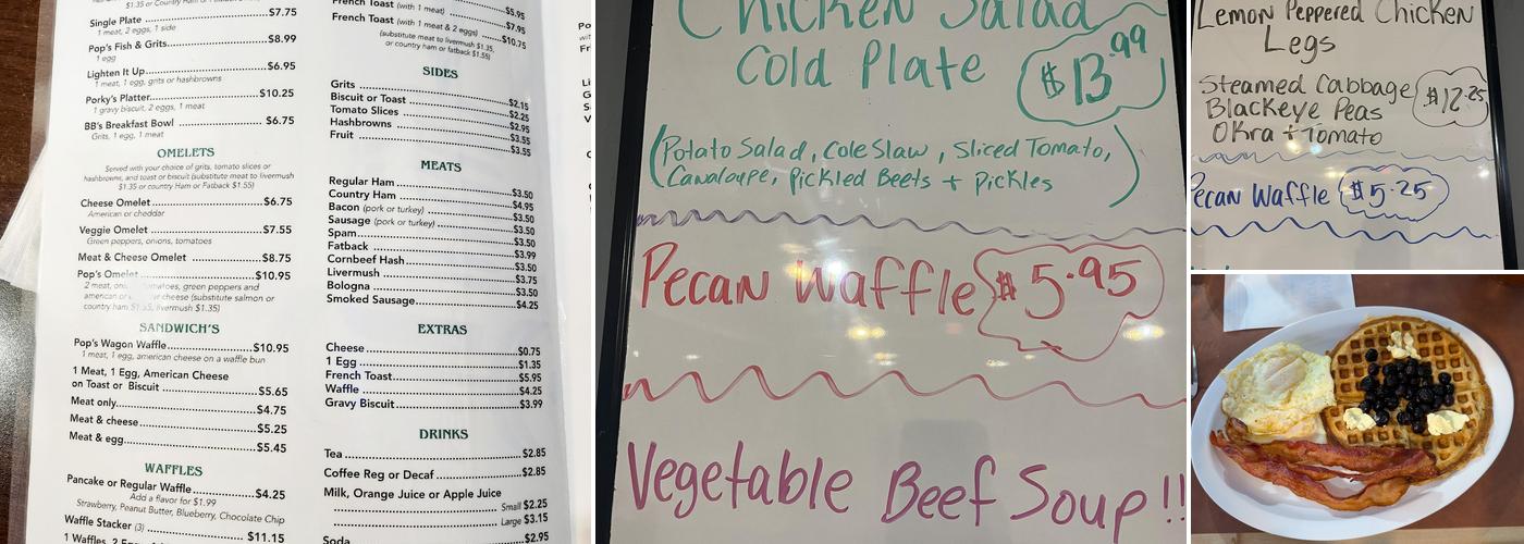 Pop's Cafe Menu