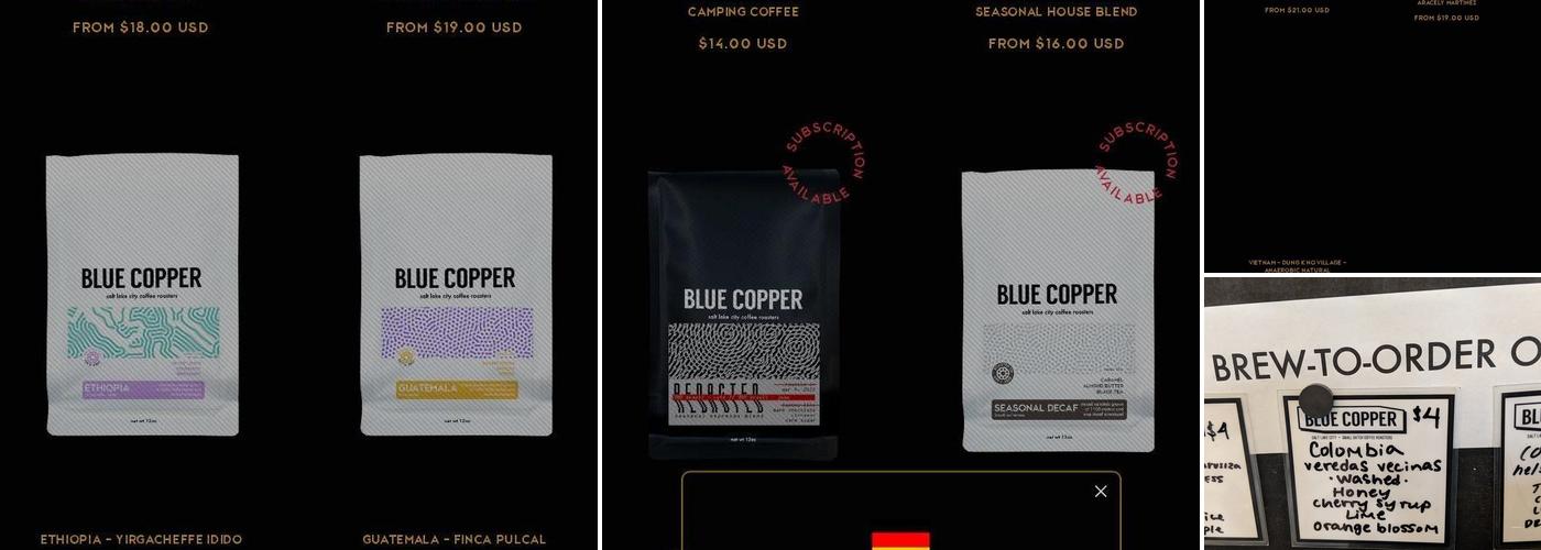 Blue Copper Coffee Room Menu