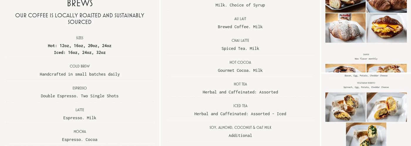 Rawbean Coffee Menu