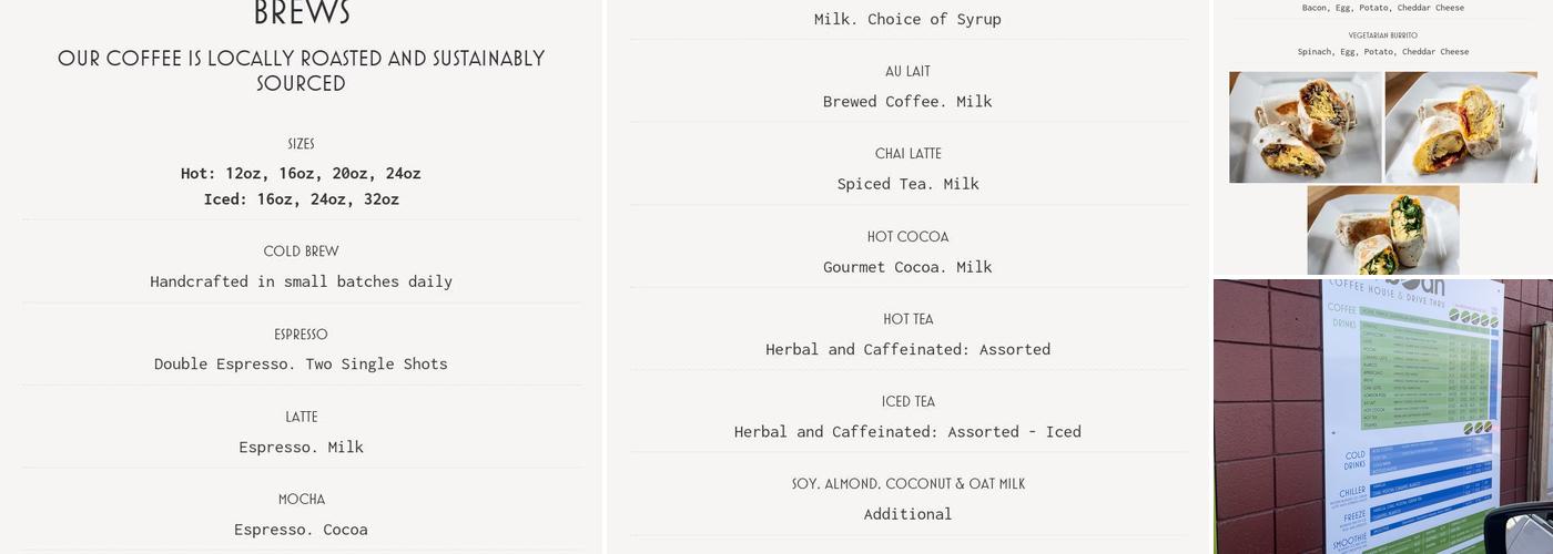 Rawbean Coffee Menu
