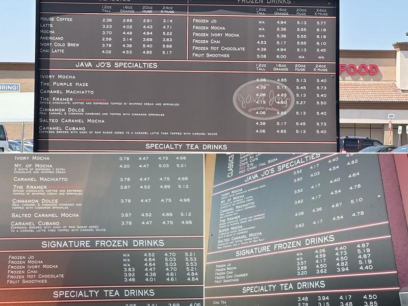 Java Jo's Menu