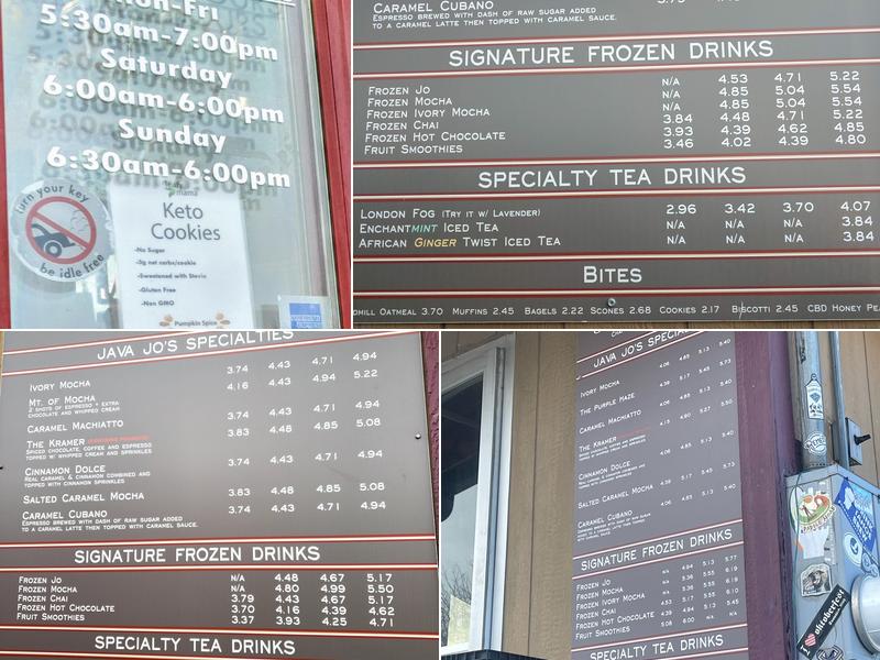 Java Jo's Menu