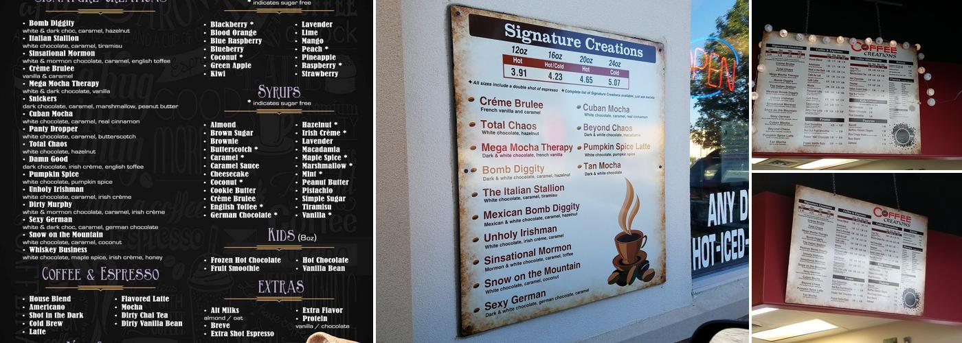 Coffee Creations Menu
