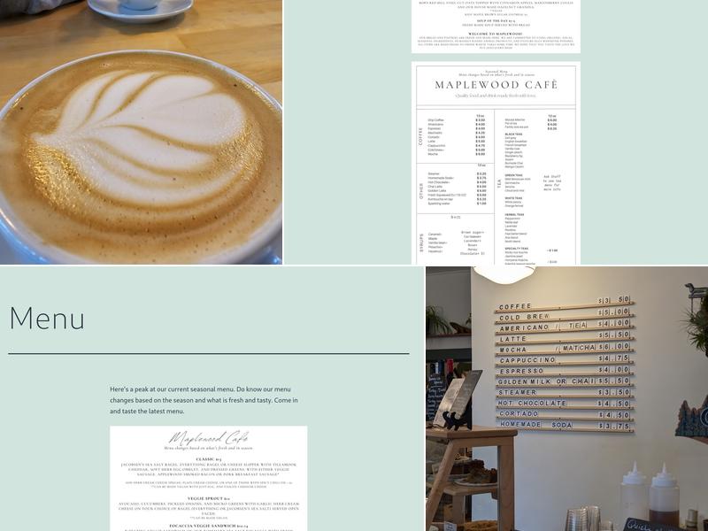 Maplewood Coffee & Tea Menu