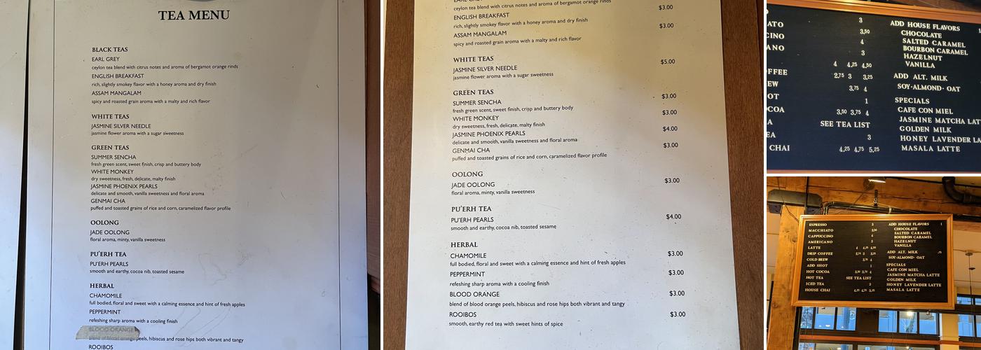 Case Study Coffee Roasters Menu