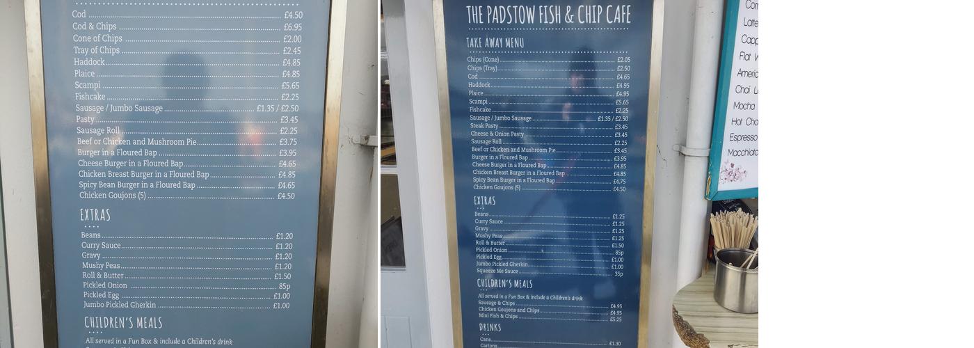 Padstow Fish & Chips Menu