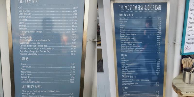 Padstow Fish & Chips Menu