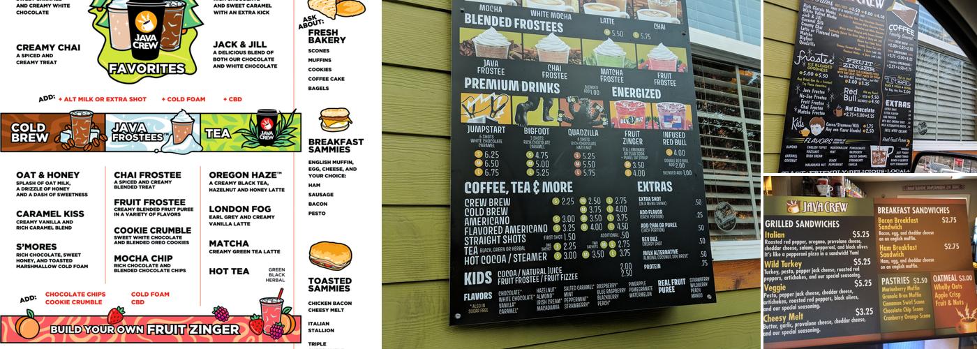 Java Crew Menu