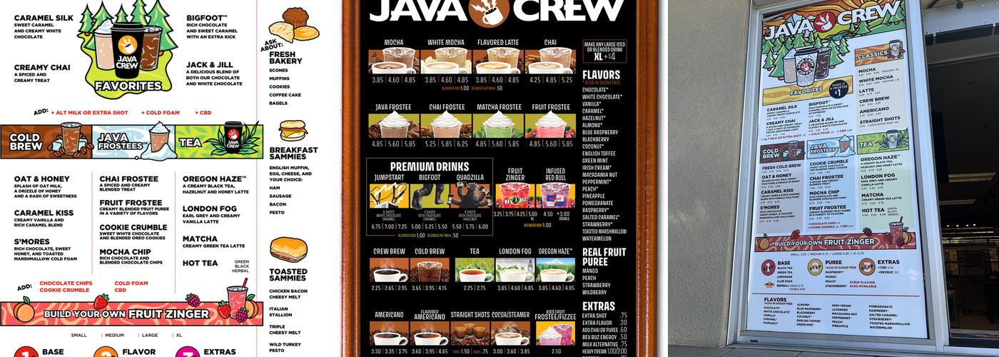 Java Crew Vista Menu