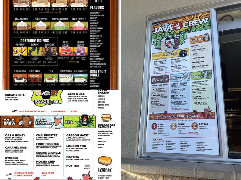 Java Crew Vista Menu