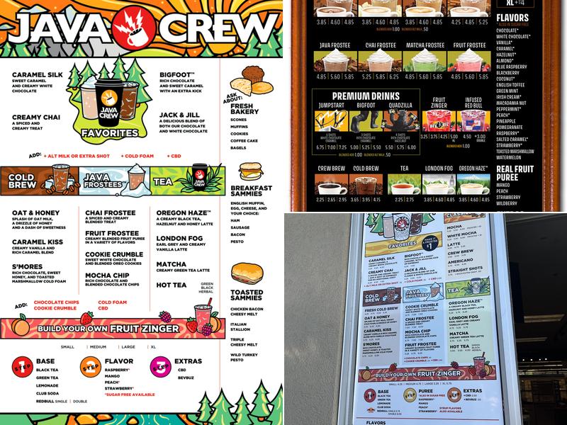 Java Crew Vista Menu
