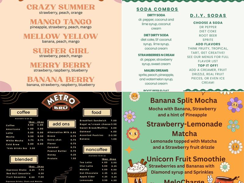 Metro Bru Menu