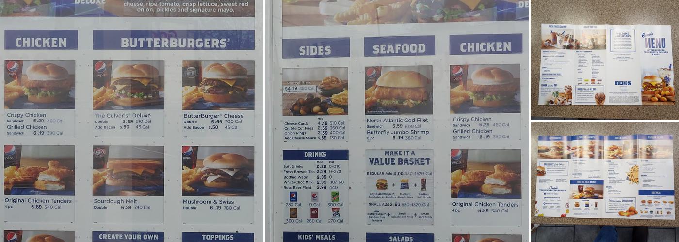 Culver’s Menu