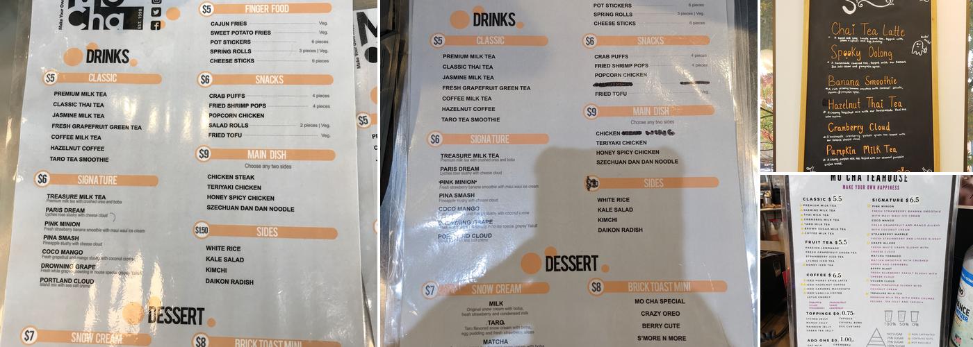 Mo Cha Cafe Menu