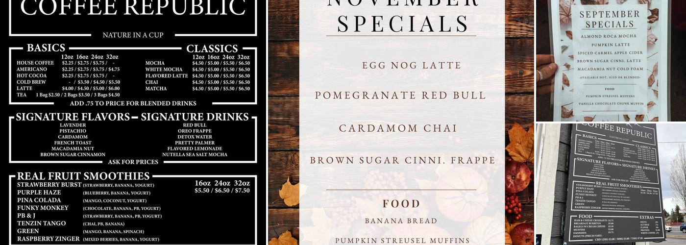 Coffee Republic—No Sleep Club Menu