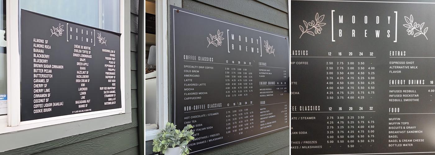 Moody Brews Menu