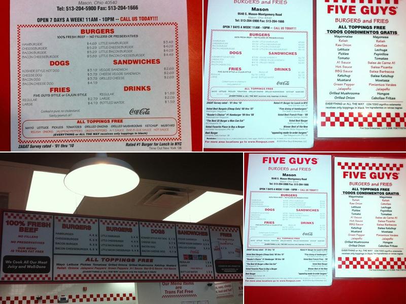 Five Guys Menu