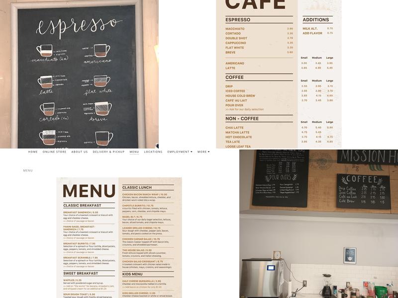 Mission House Coffee Menu