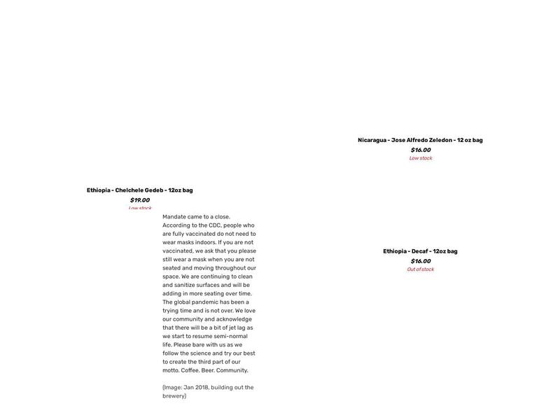 Vennture Brew Co Menu