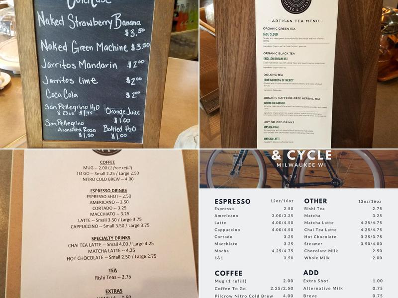 Velobahn Coffee and Cycle Menu