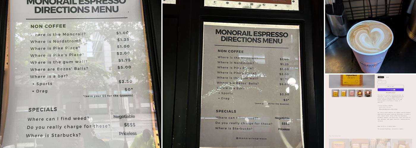 Monorail Espresso Menu