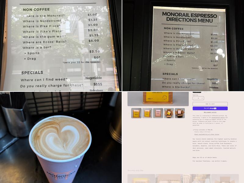 Monorail Espresso Menu
