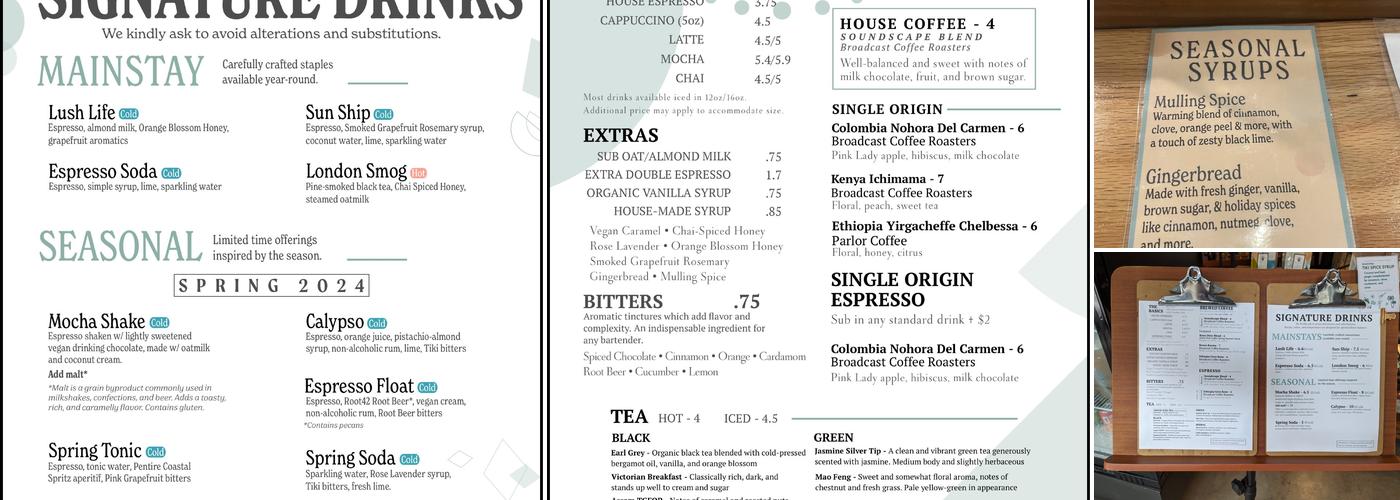 Ghost Note Coffee Menu