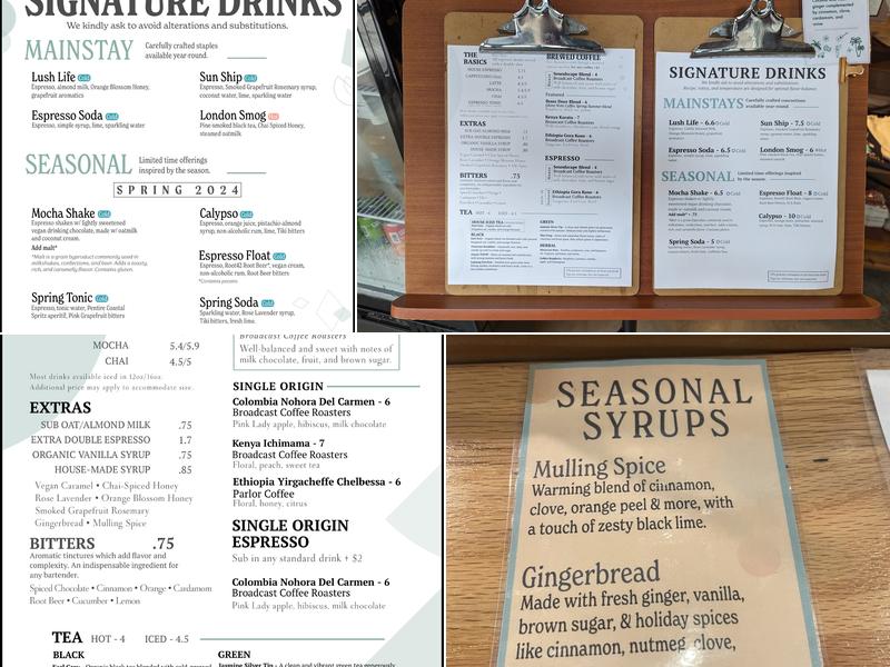 Ghost Note Coffee Menu