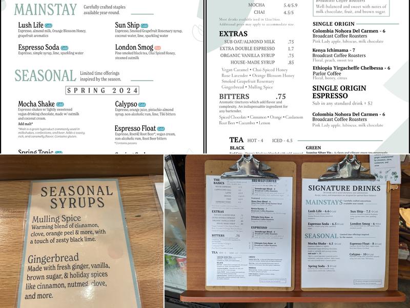 Ghost Note Coffee Menu