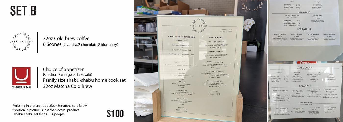 Cafe An'Clair - 9th & Thomas Menu