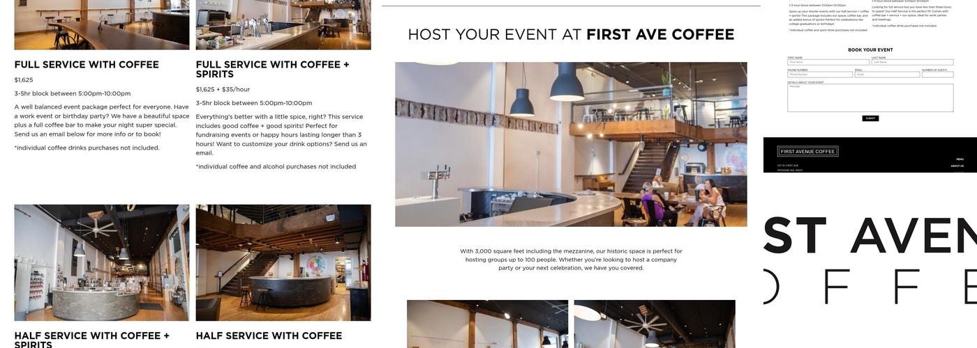 First Avenue Coffee Menu