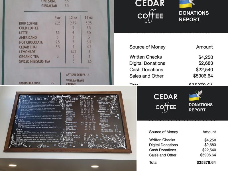 Cedar Coffee Menu