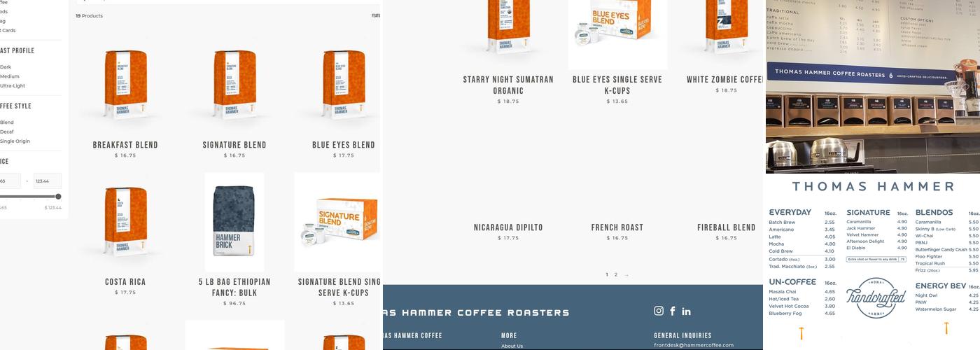 Thomas Hammer Coffee Roasters Menu