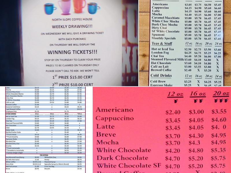 North Slope Coffee Menu