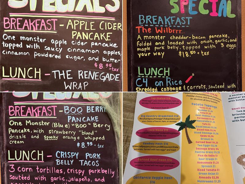 Shakabrah Menu