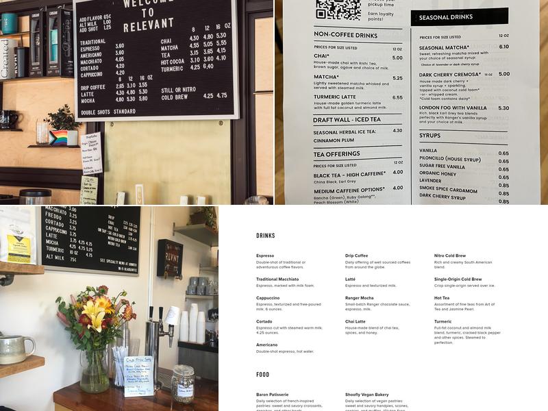 Relevant Coffee Menu