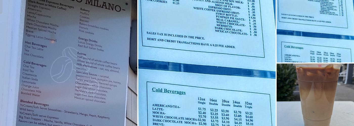 Espresso Milano Menu