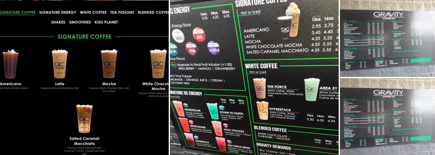 Gravity Coffee Menu