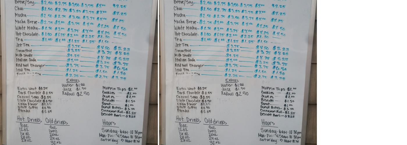 Donna's Espresso Menu