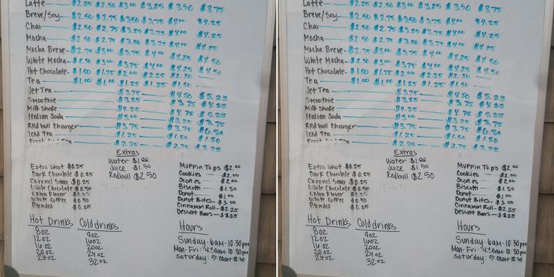 Donna's Espresso Menu