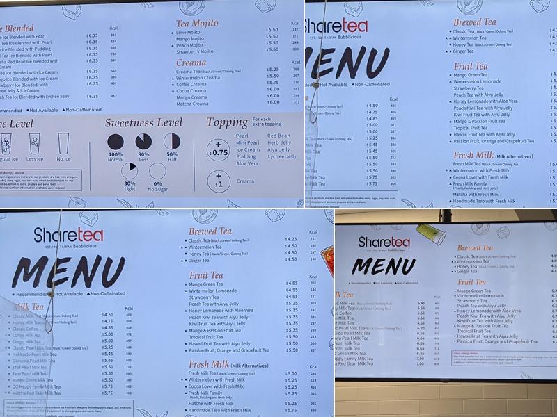 Sharetea Menu