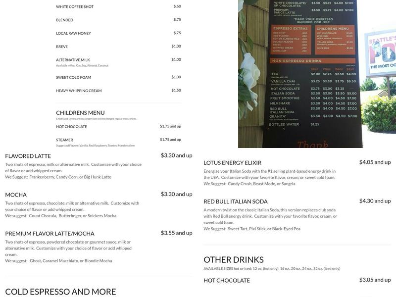 Avenue Espresso Menu