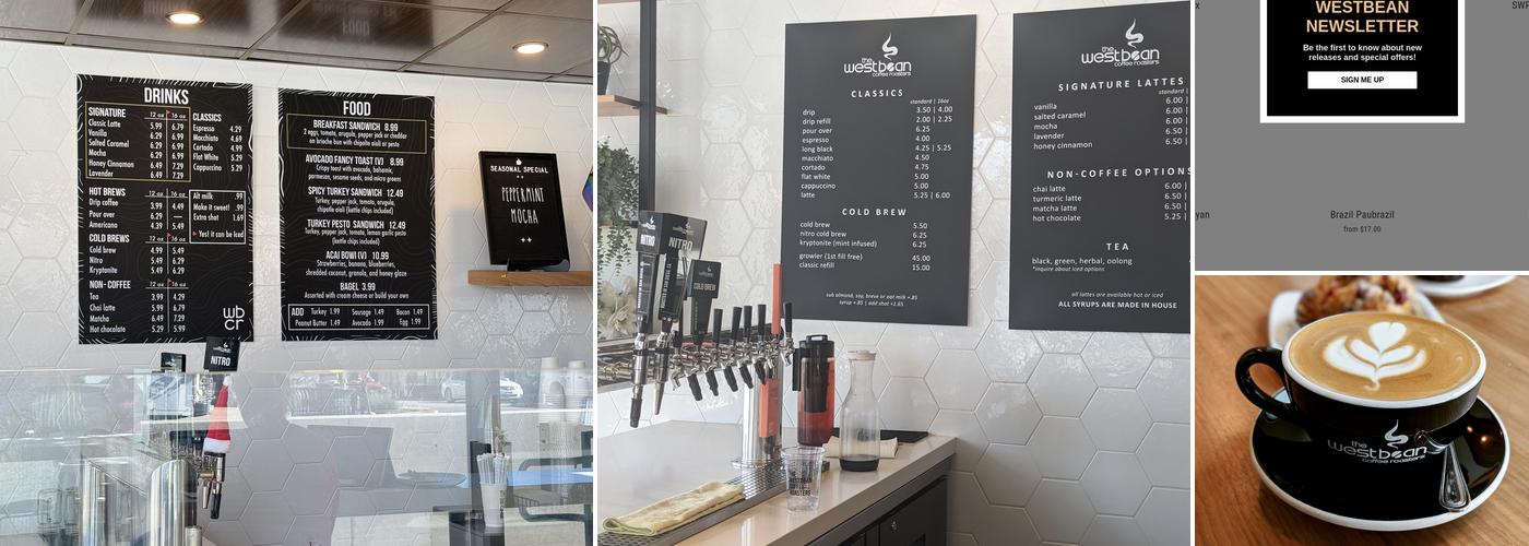 The WestBean Coffee Roasters Menu