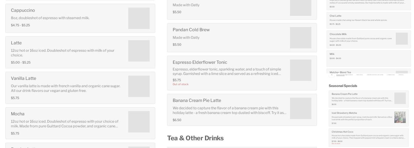 Academic Coffee Menu